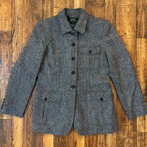 VTG Lauren Ralph Lauren Blazer Coat Womens Size 10 Herringbone Jacket 100% Wool